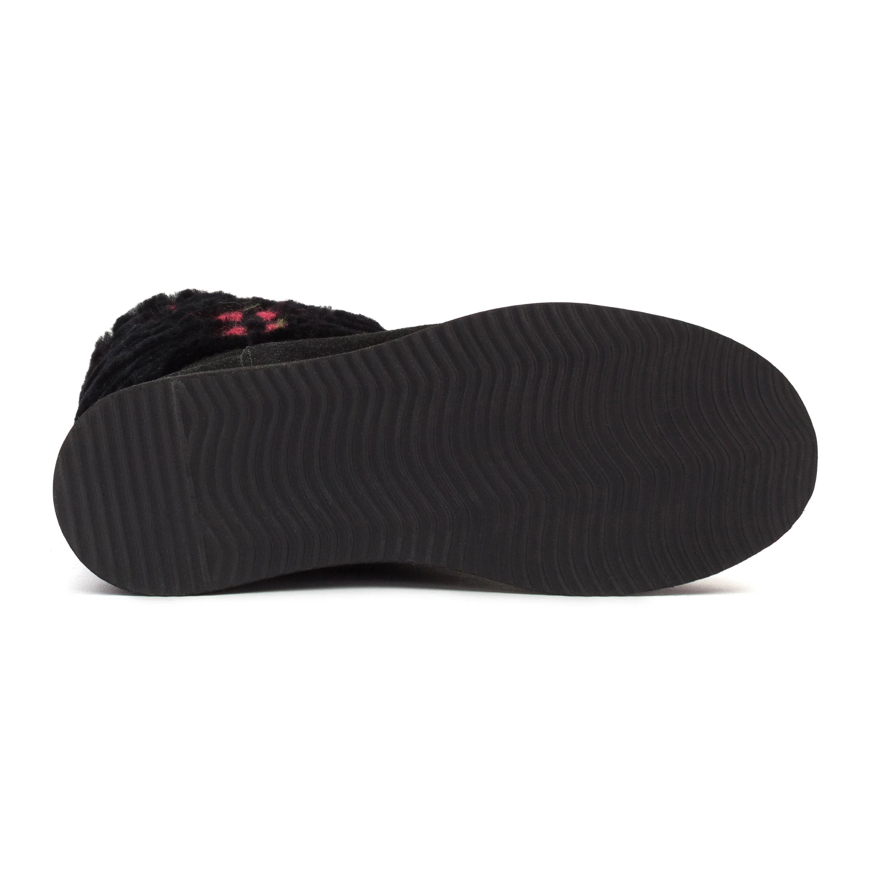 BLACK EMBROIDERED FLOWERS ON FUR BOOTS