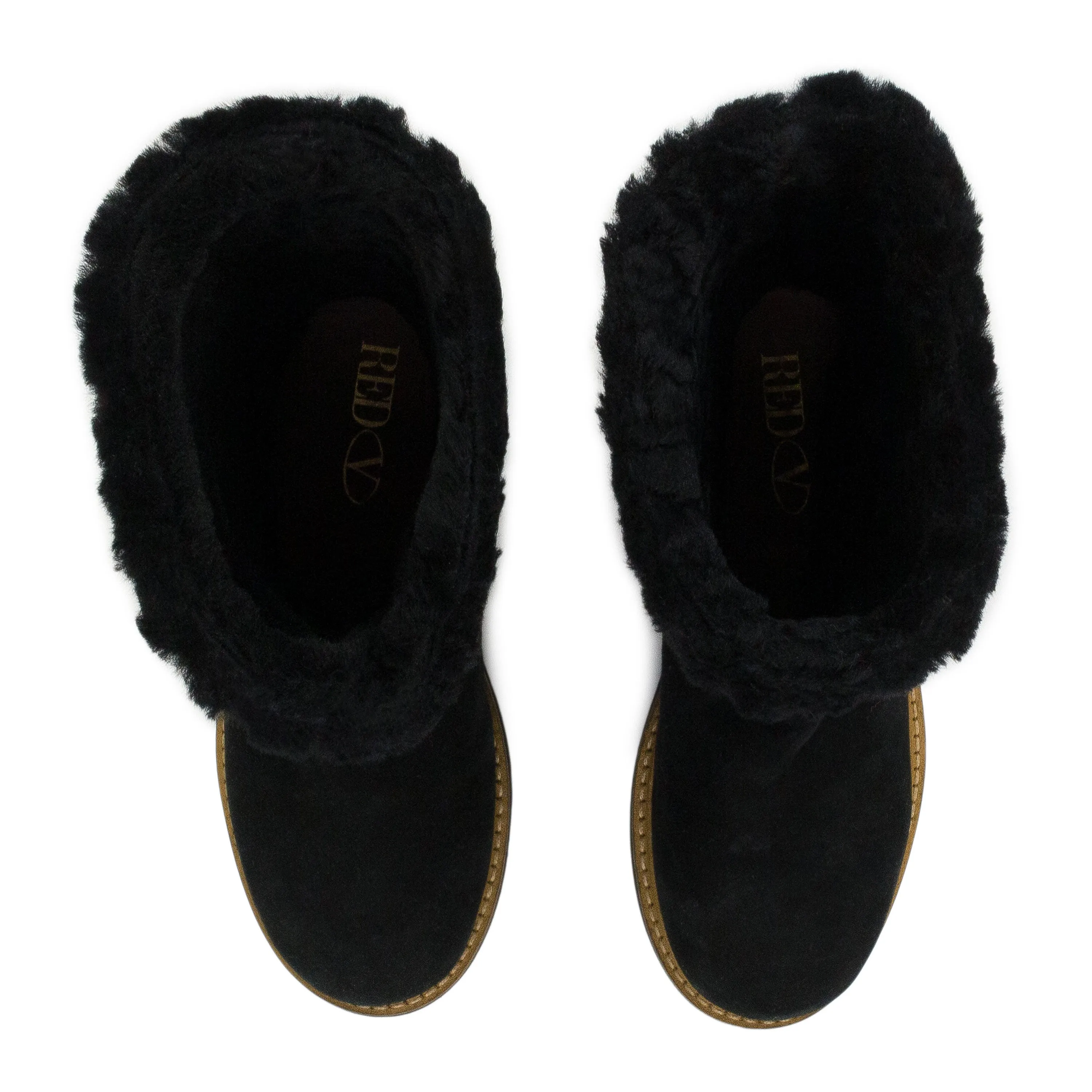 BLACK EMBROIDERED FLOWERS ON FUR BOOTS