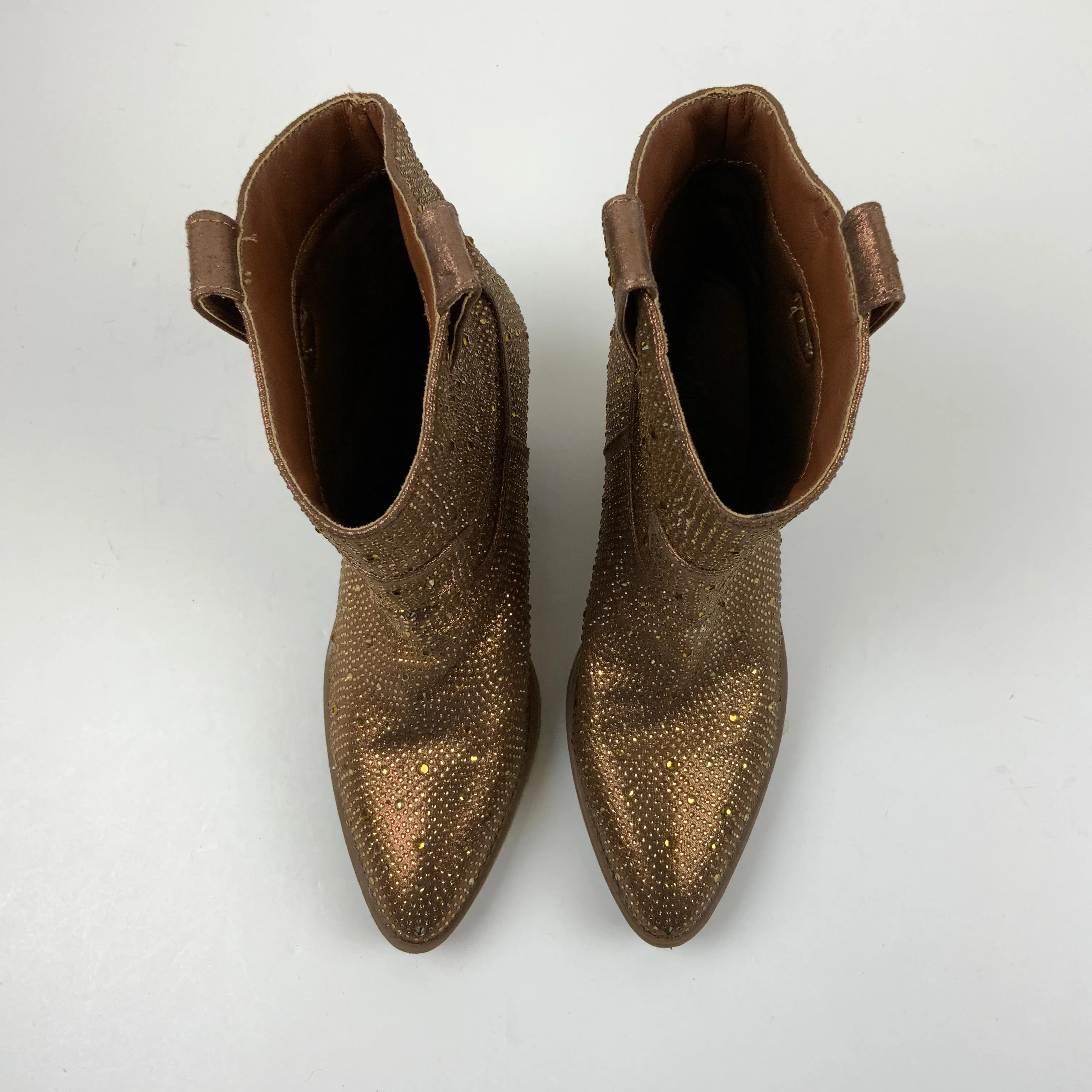 Boots Ankle Heels By Forever In Brown, Size: 10