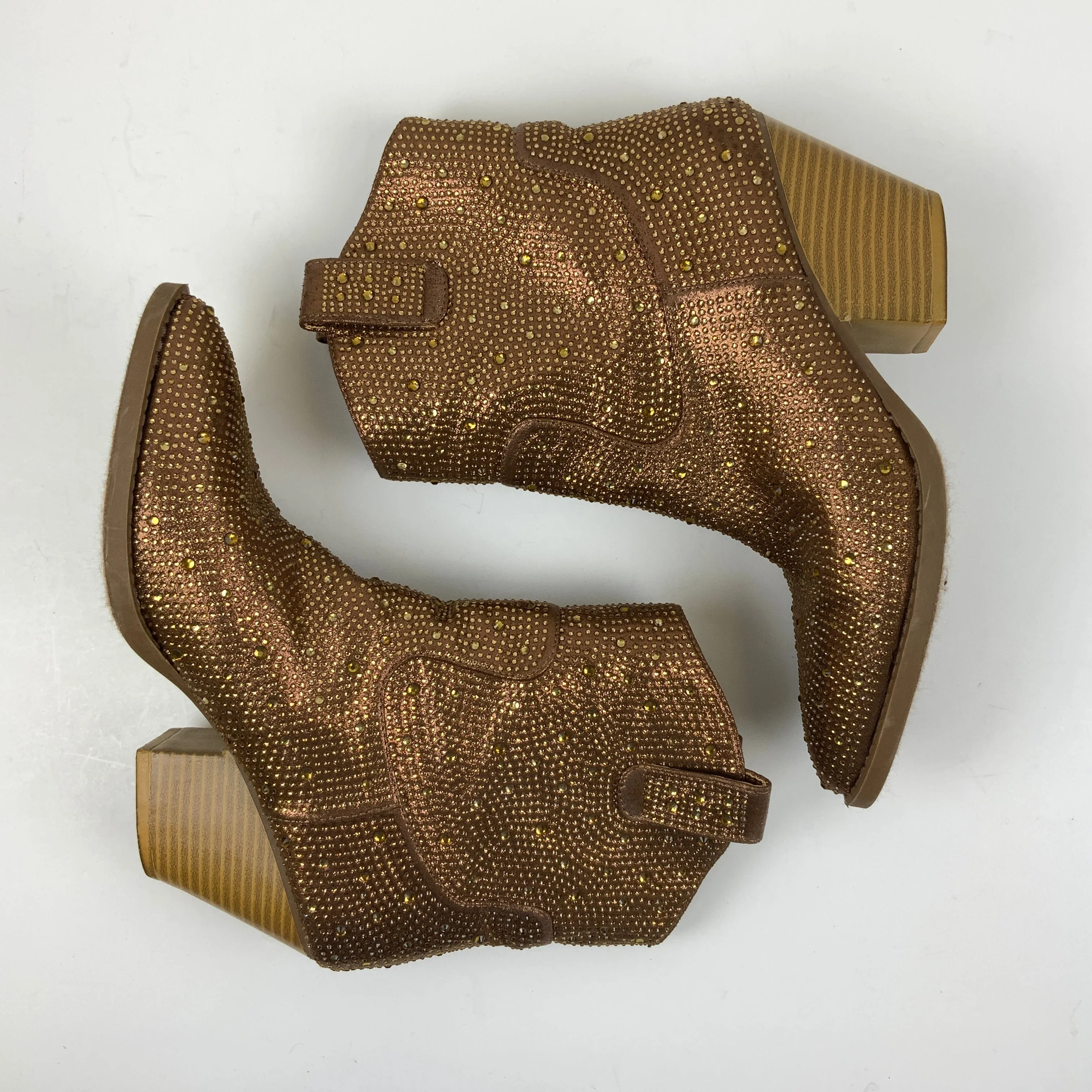Boots Ankle Heels By Forever In Brown, Size: 10