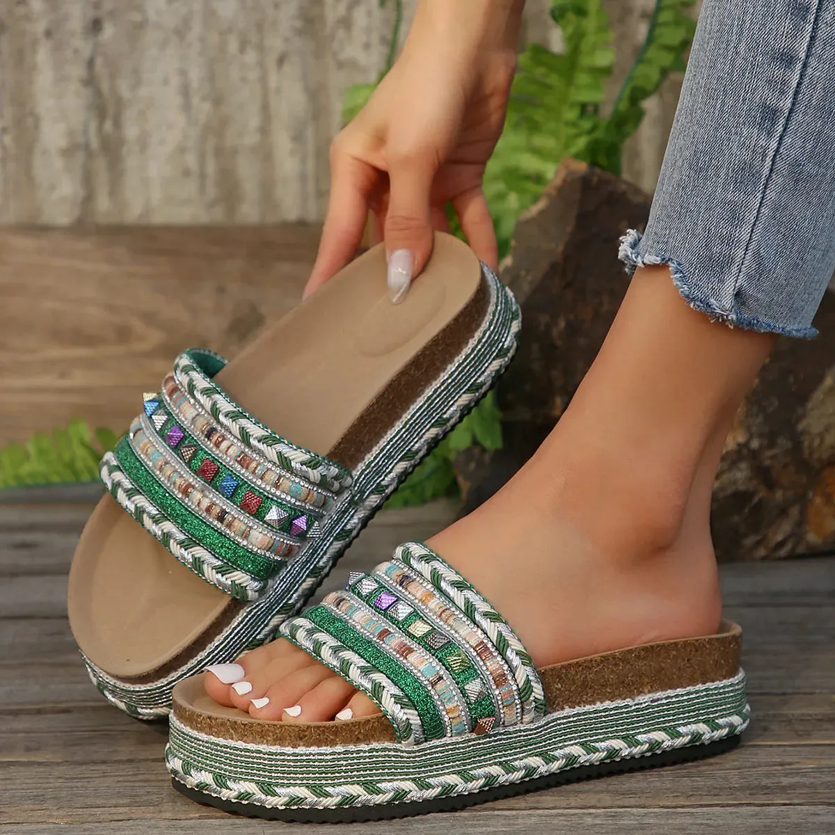 Colorful Open Toe Platform Sandals