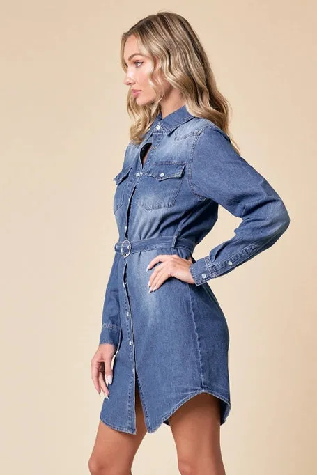 Denim Shirt Dress w/ Belt