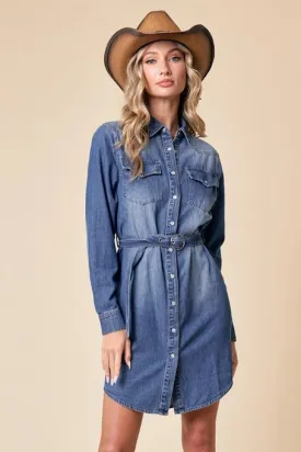 Denim Shirt Dress w/ Belt