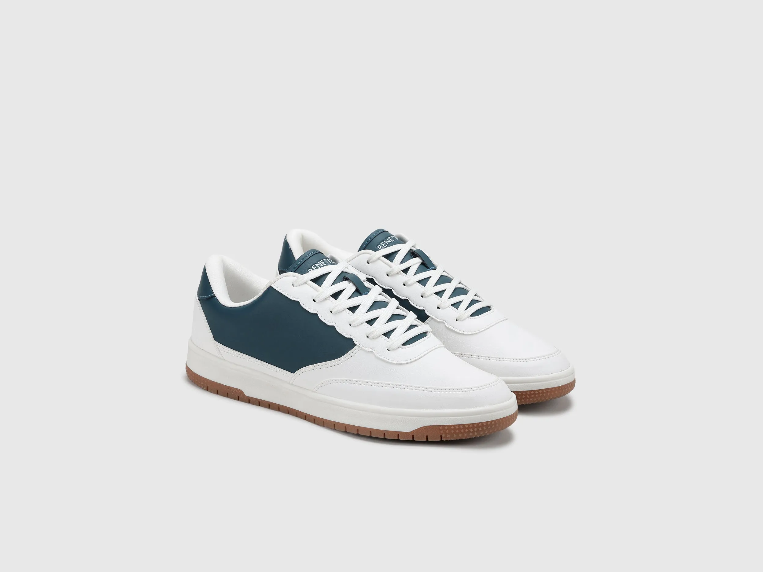 Embossed Counter Perforations Lace-Up Sneakers