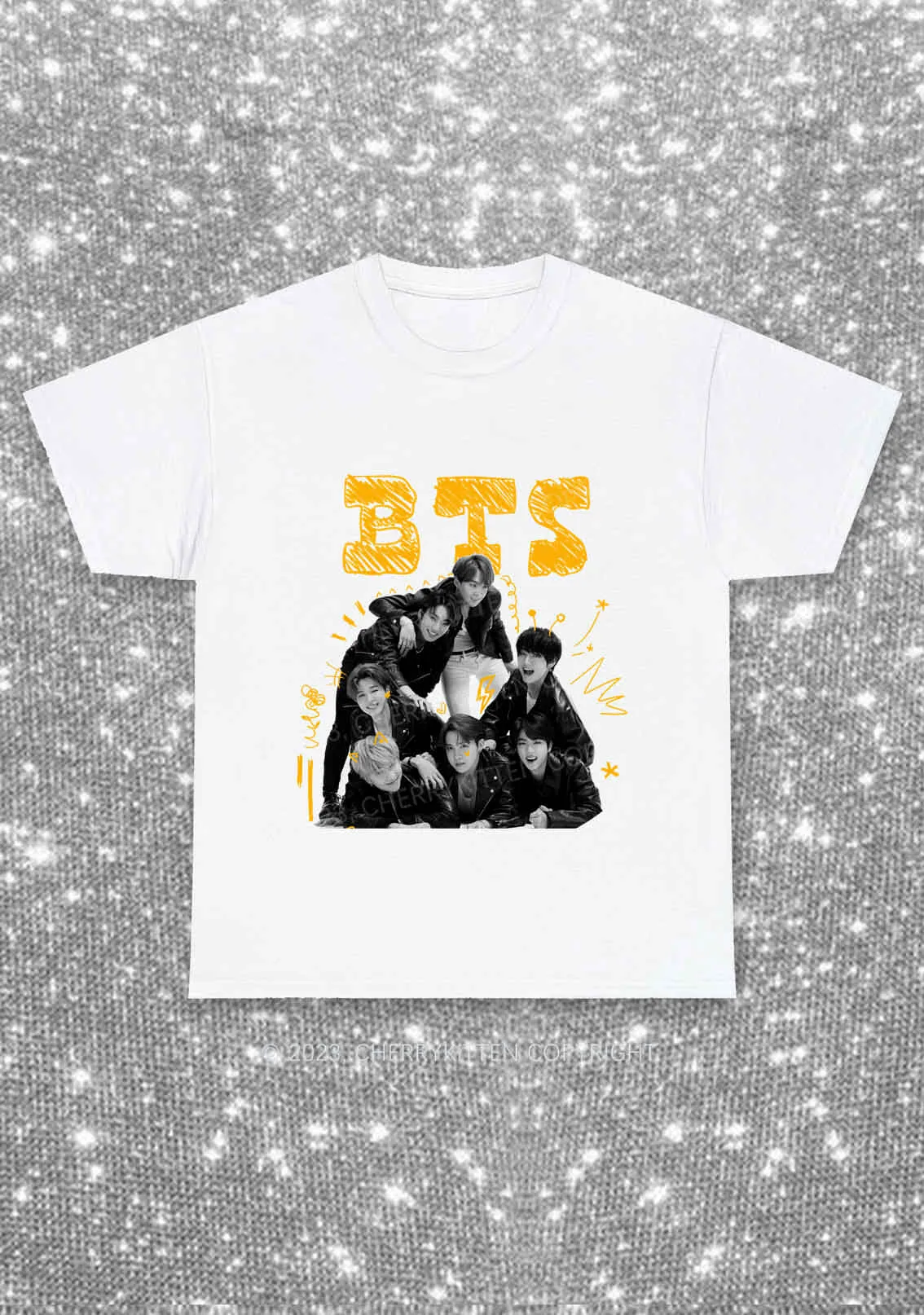 Graffiti Bangtan Kpop Y2K Chunky Shirt Cherrykitten