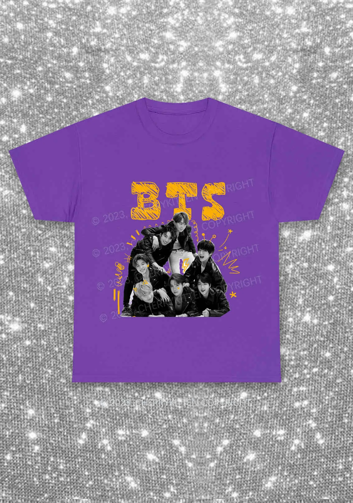 Graffiti Bangtan Kpop Y2K Chunky Shirt Cherrykitten