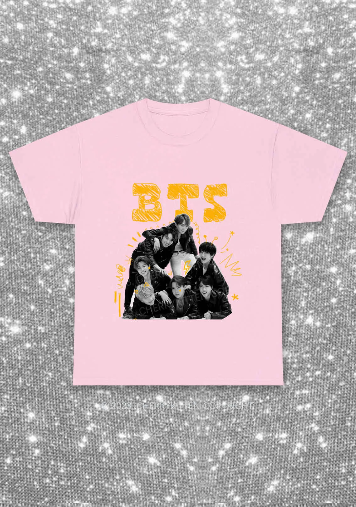 Graffiti Bangtan Kpop Y2K Chunky Shirt Cherrykitten