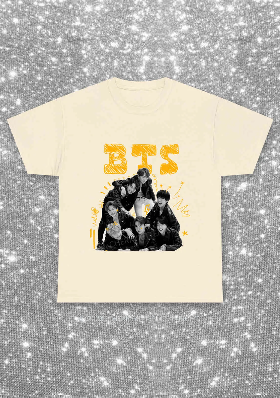 Graffiti Bangtan Kpop Y2K Chunky Shirt Cherrykitten