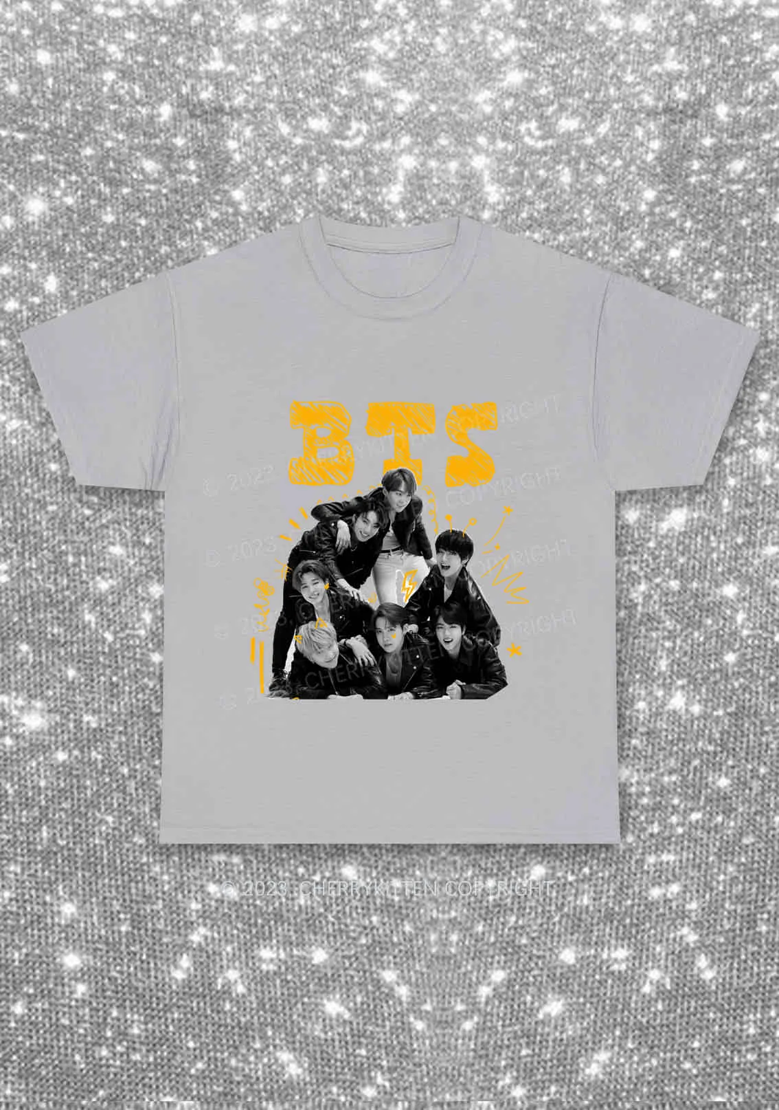 Graffiti Bangtan Kpop Y2K Chunky Shirt Cherrykitten