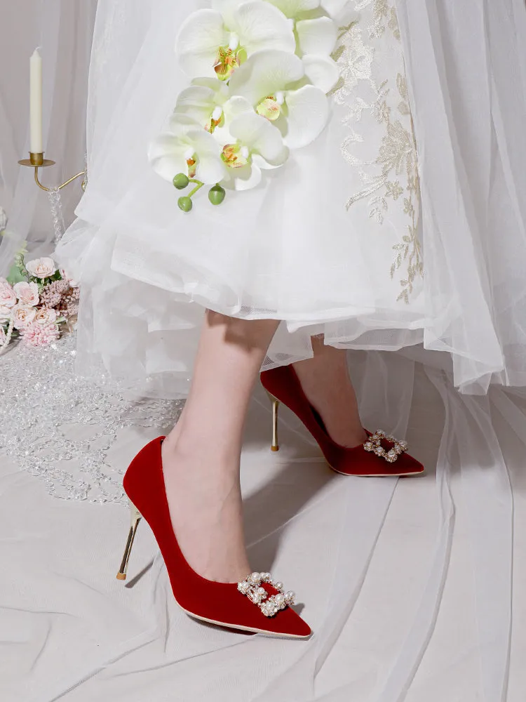 Mary  Perl-Strass-Absatz Hochzeitsschuhe