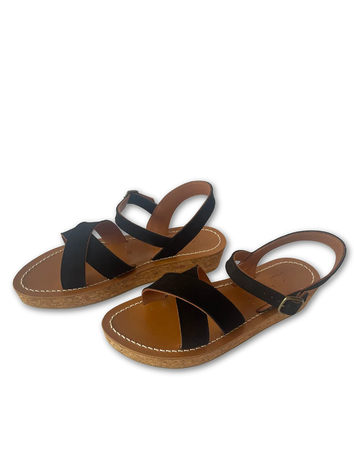 Platform Cross Sandal in Black