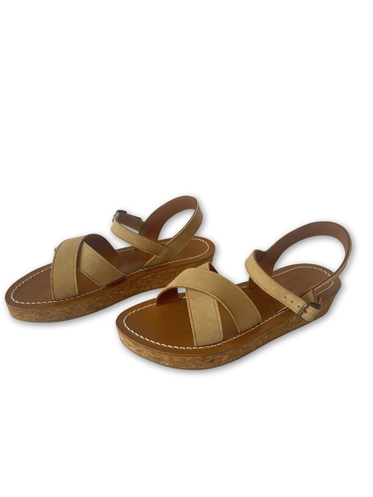 Platform Cross Sandal in Sand