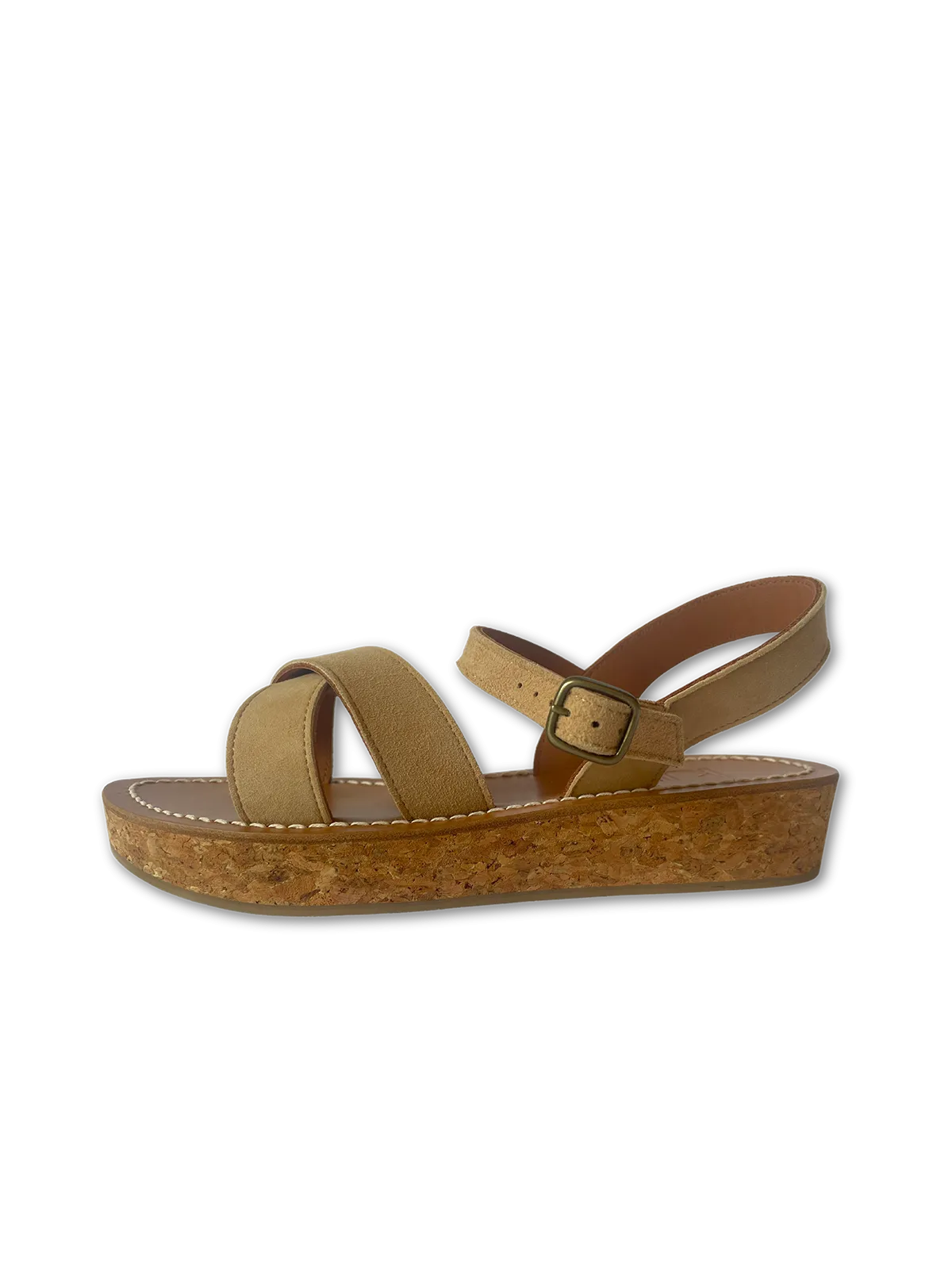 Platform Cross Sandal in Sand