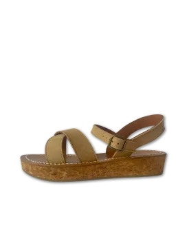 Platform Cross Sandal in Sand