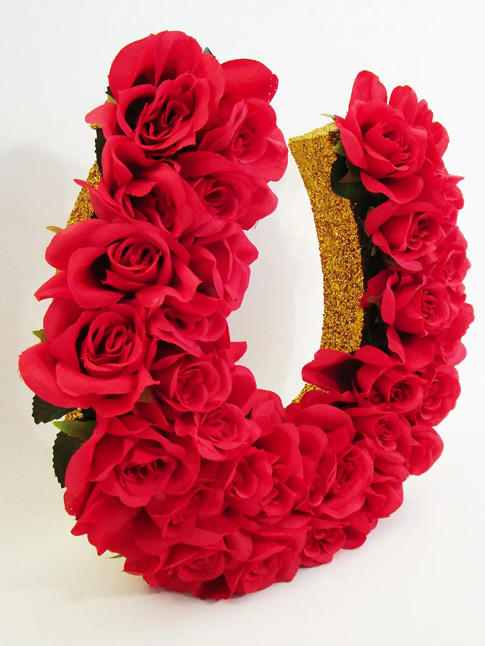 Red Silk Roses Horseshoe