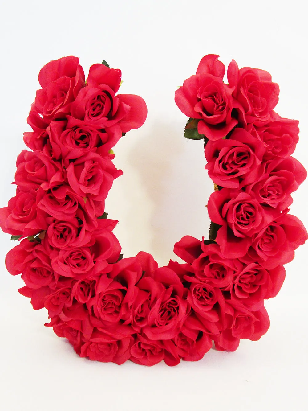 Red Silk Roses Horseshoe