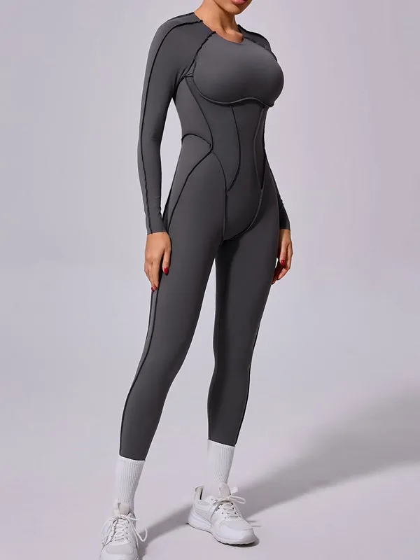 ZASUWA Female Heart Backless Long Sleeves Jumpsuit